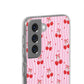 Personalized Cherry Blossom Dreams Flexi Case — Pink Retro Cherry iPhone® 7/8, 11, 12, 13, 14, 15, 16, 17, X/XS, SE, XR, Mini, Pro, Pro Max, Plus Cases.