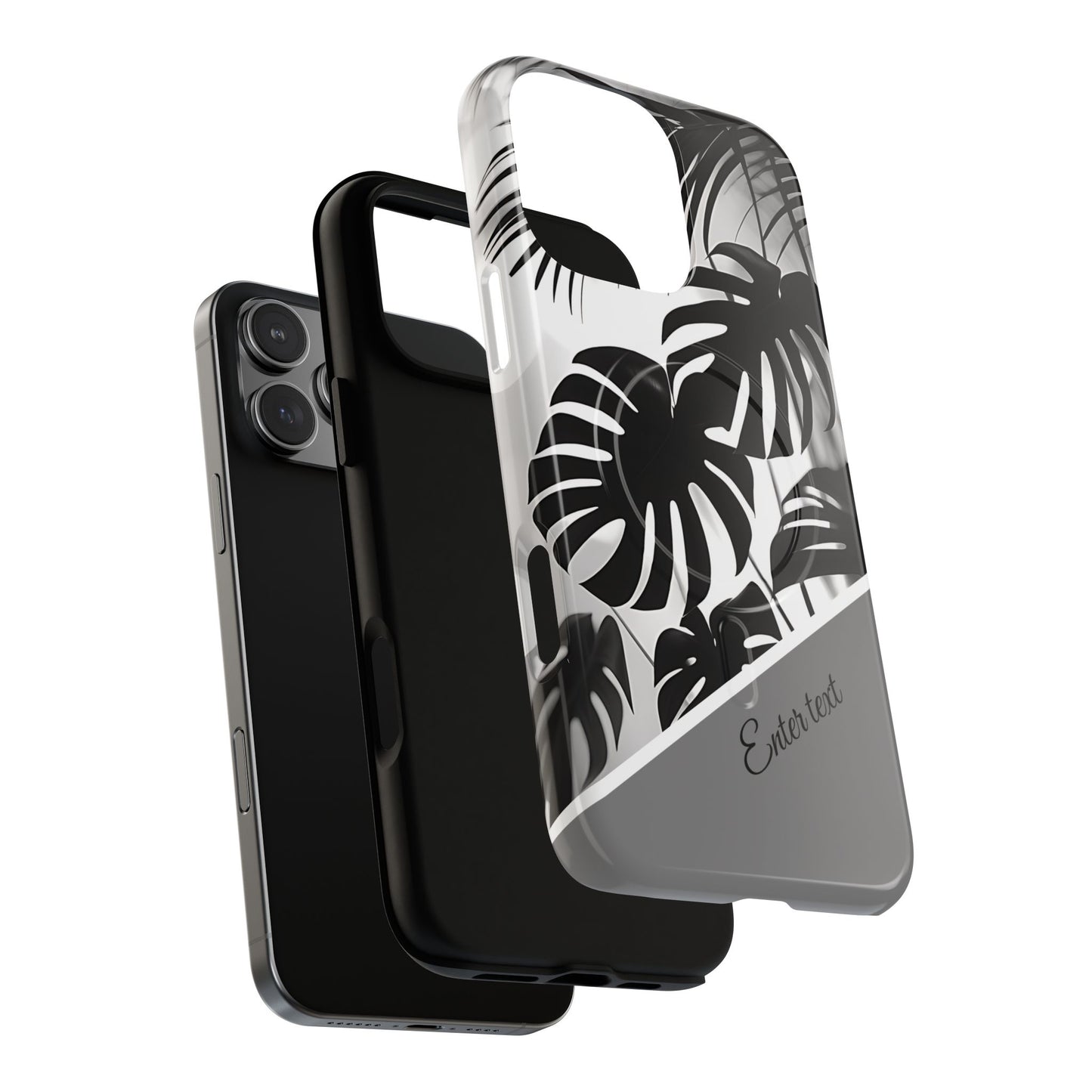 Personalized Monochrome Monstera Tropical Phone Case - Tough Magnetic MagSafe® Cases, Gifts for Nature Lovers, Stylish Phone Accessories, Gifts for Her.