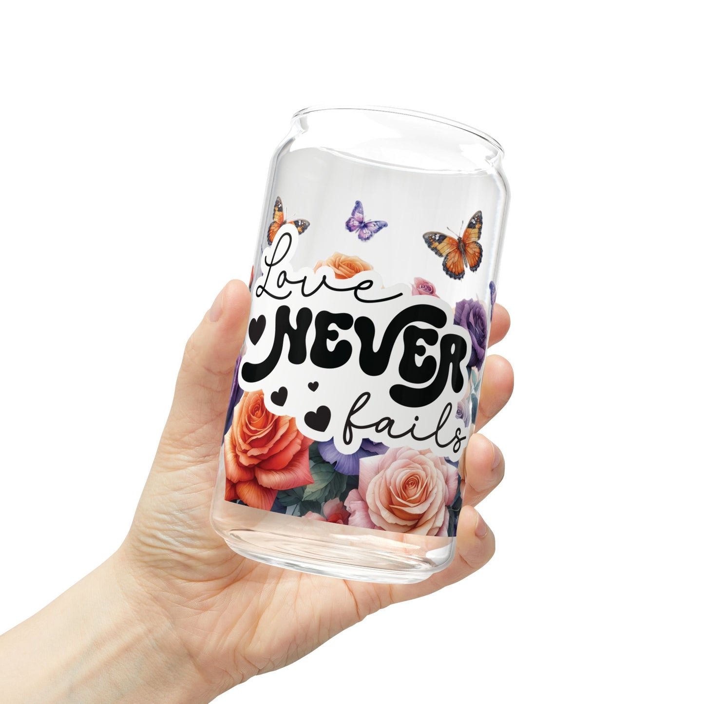 Love Never Fails Sipper Glass, 16oz