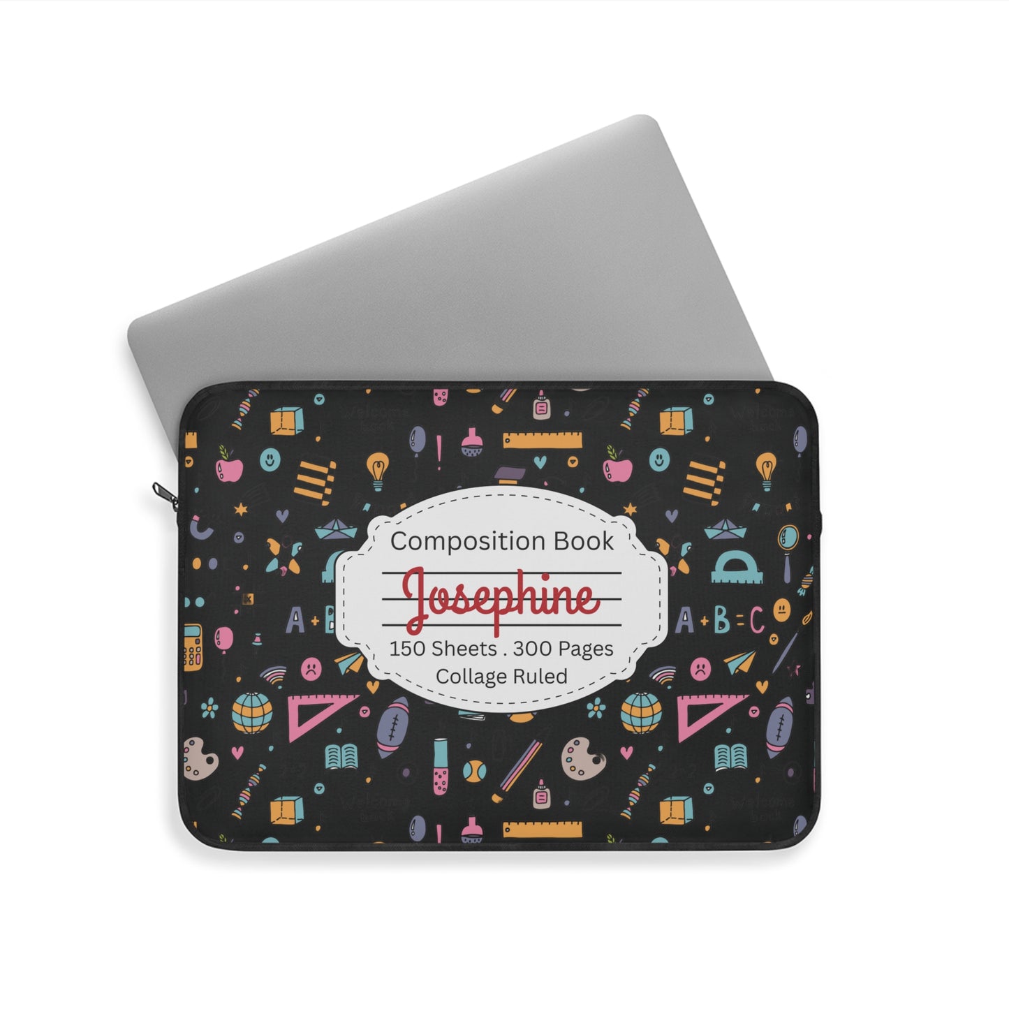 Personalized Chalkboard Chic Laptop Sleeve with Composition Book Inspired Design, Educational Gift for Teachers, Classroom Organization, Back to School, Unique Teacher Accessory