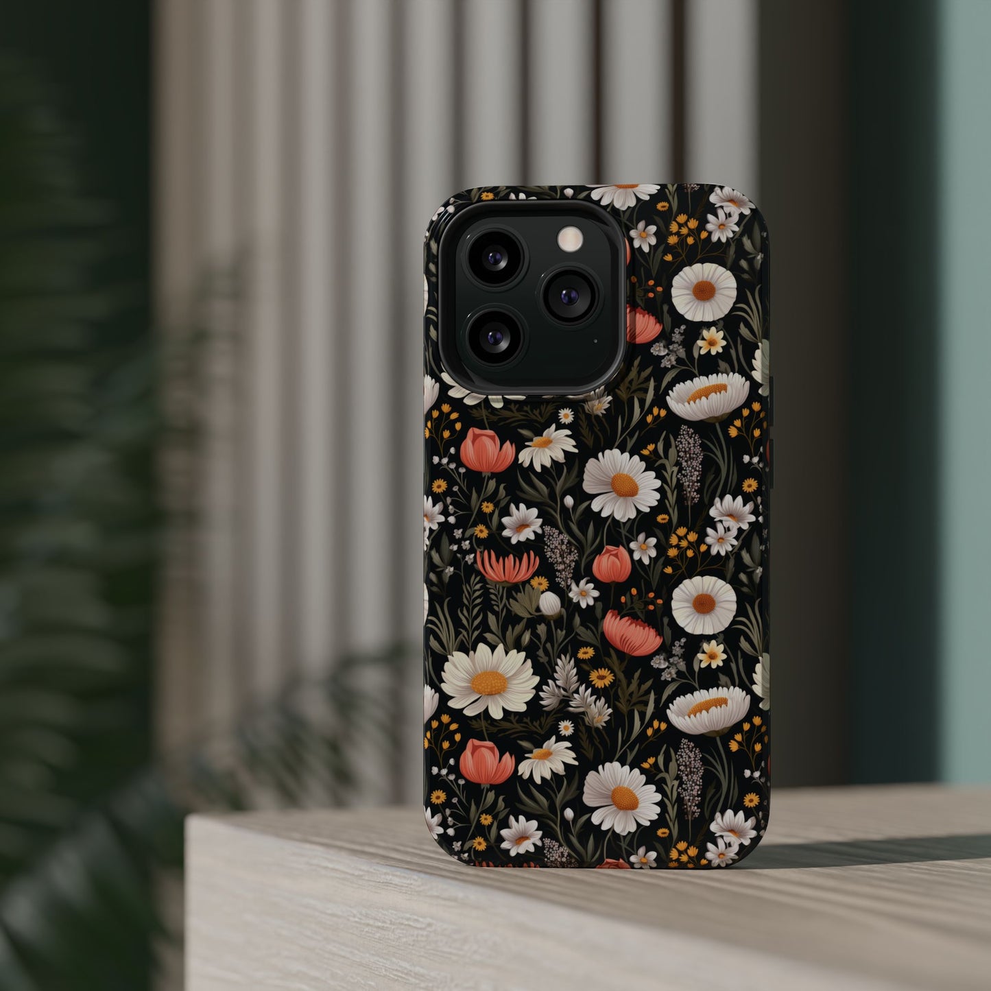 Blossom Elegance: Noir Garden Magnetic Tough iPhone Cases