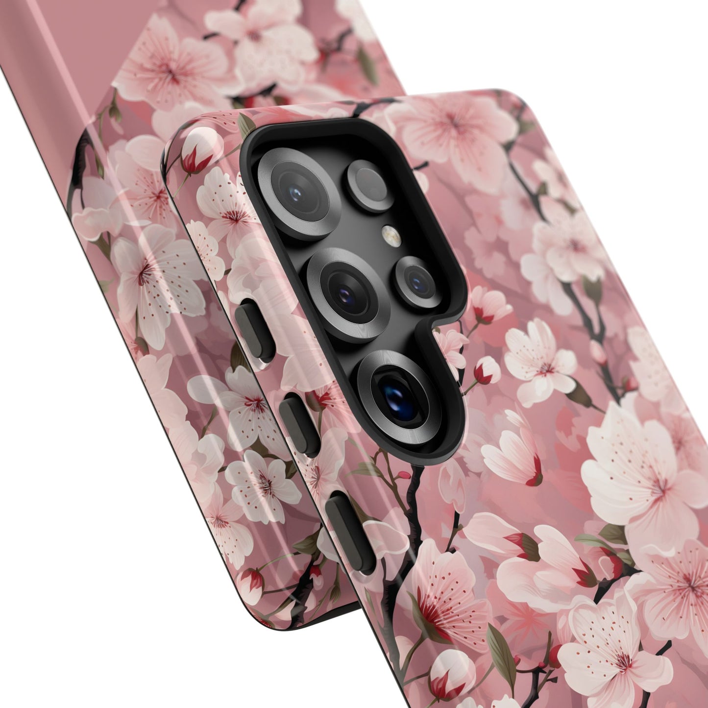 Personalized Cherry Blossom Tough Phone Case — Pink Floral Protective Case for Samsung & Google