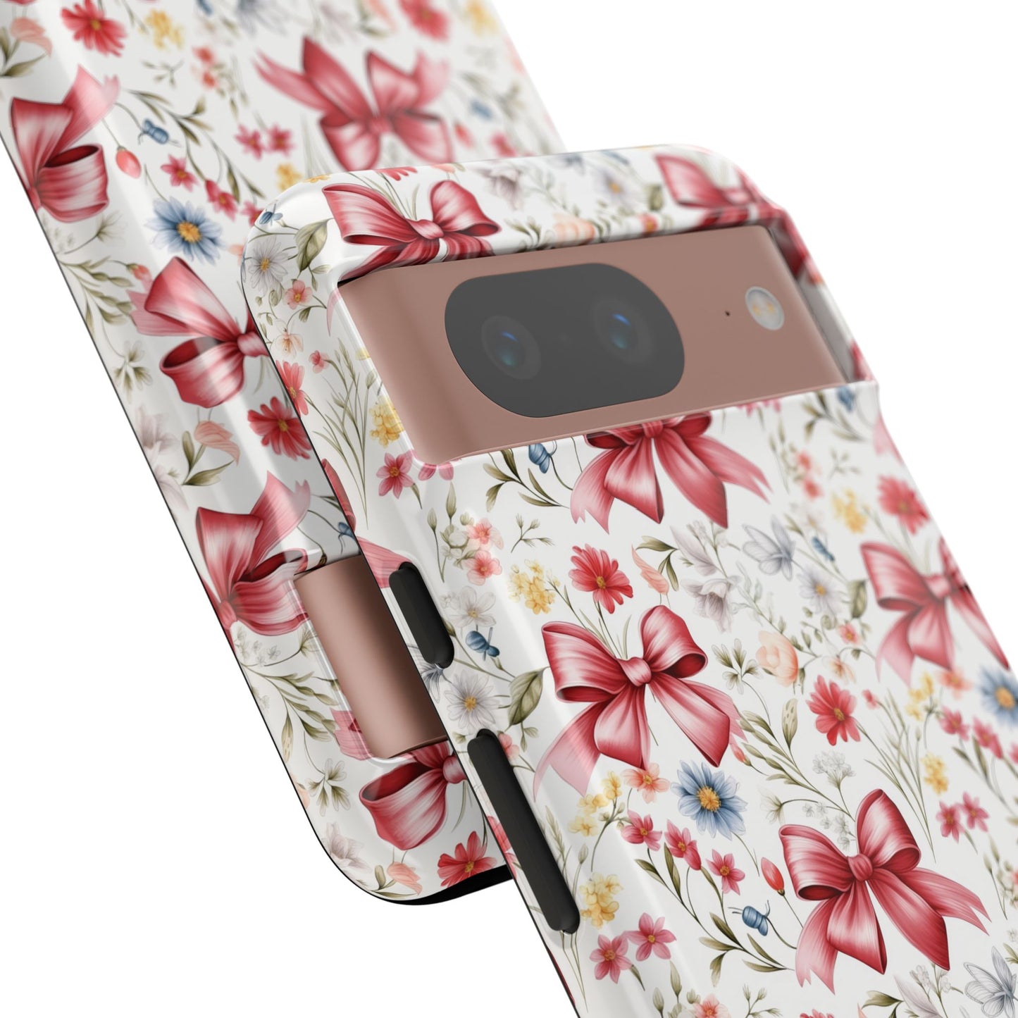 Personalized Rosette Coquette Phone Case - Custom Name/Message 'I Am Stronger Than The Storm' Floral Bow Protective Case