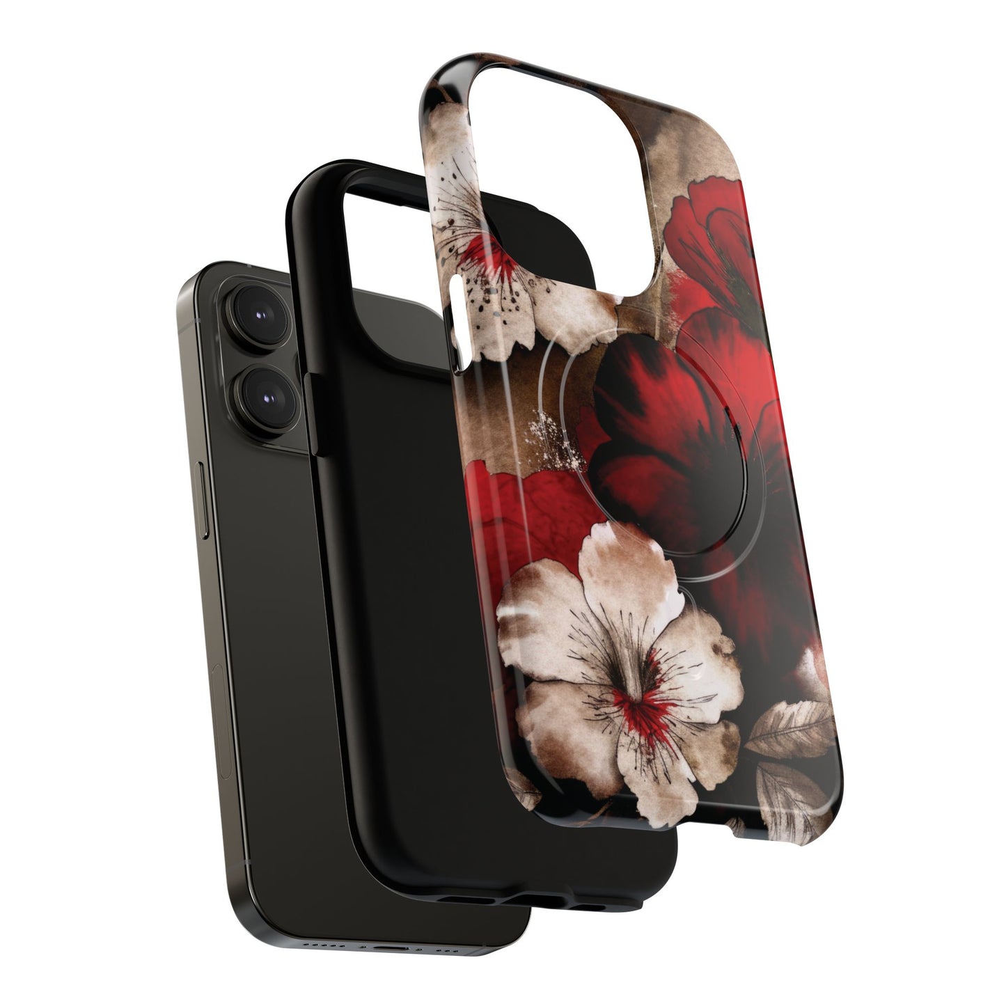 Crimson Noir Tough iPhone Magnetic Cases, Tough iPhone Protector, Stylish Floral Design, Gift for Her, Floral Accessories