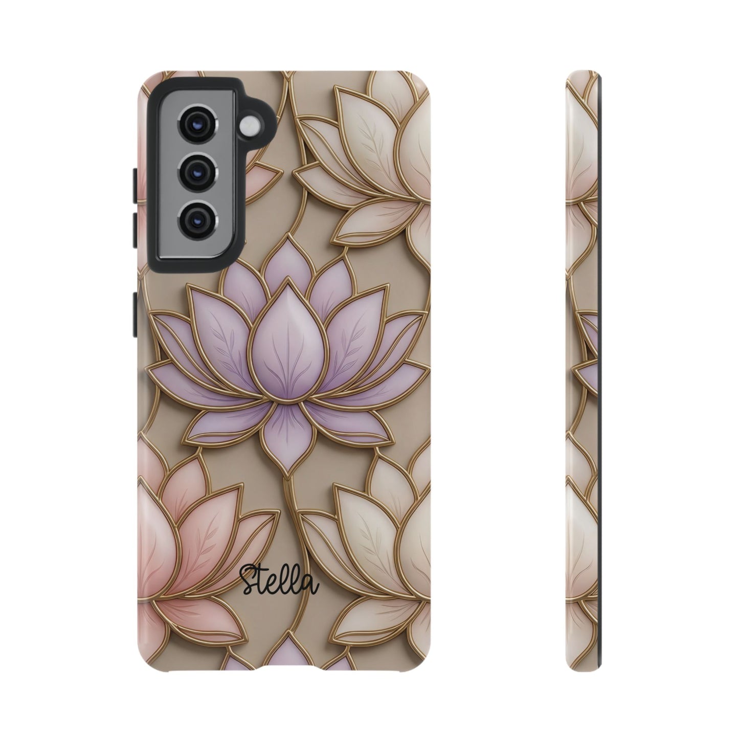 Personalized Lotus Floral Stained Glass Effect Tough Phone Case