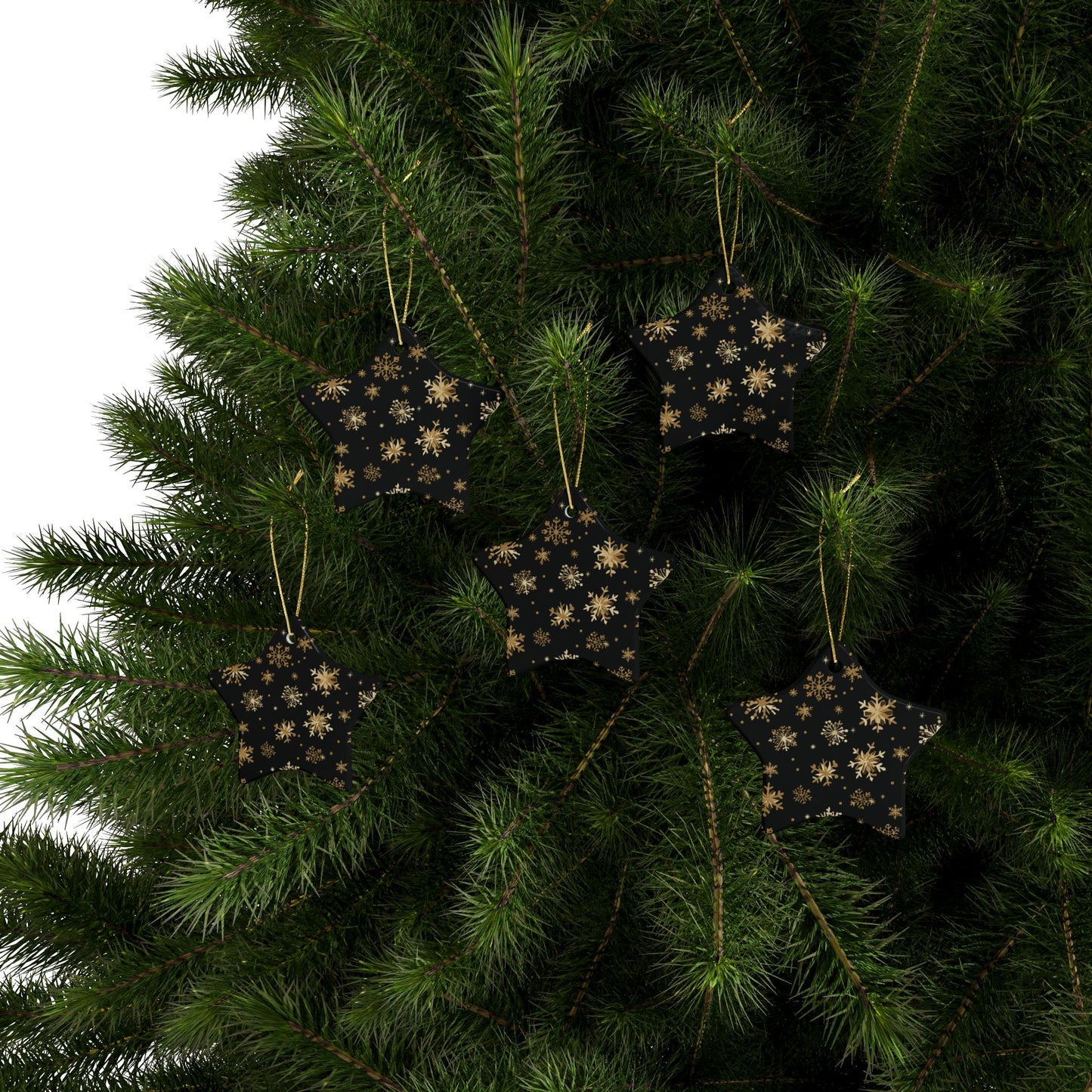 Black and Gold Snowflake Elegance Ceramic Ornaments (1pcs, 5pcs, 10pcs, 20pcs)