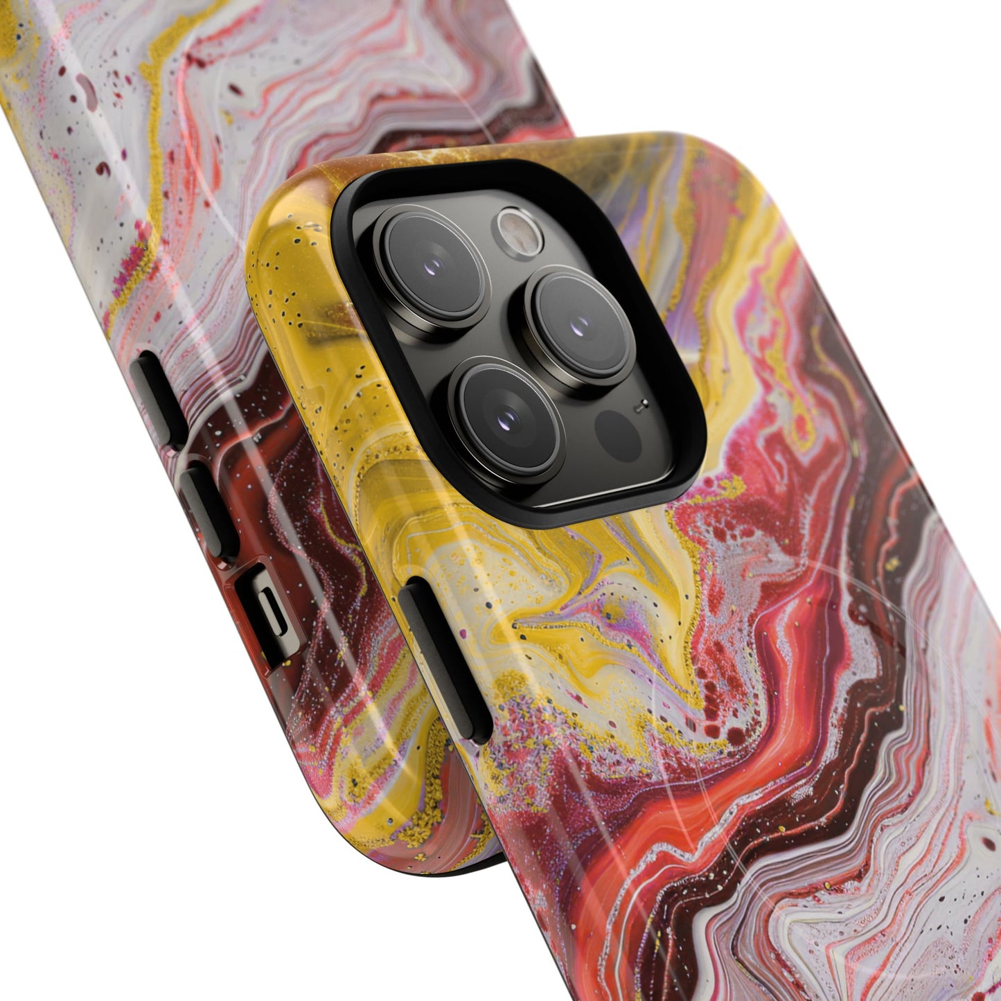 Colorful Red Marble iPhone Case, Tough Magnetic Cases, Stylish iPhone Protection, Unique Gift for iPhone Lovers, iPhone Accessories