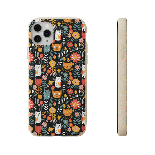 Whimsical Feline Garden iPhone Biodegradable Cases