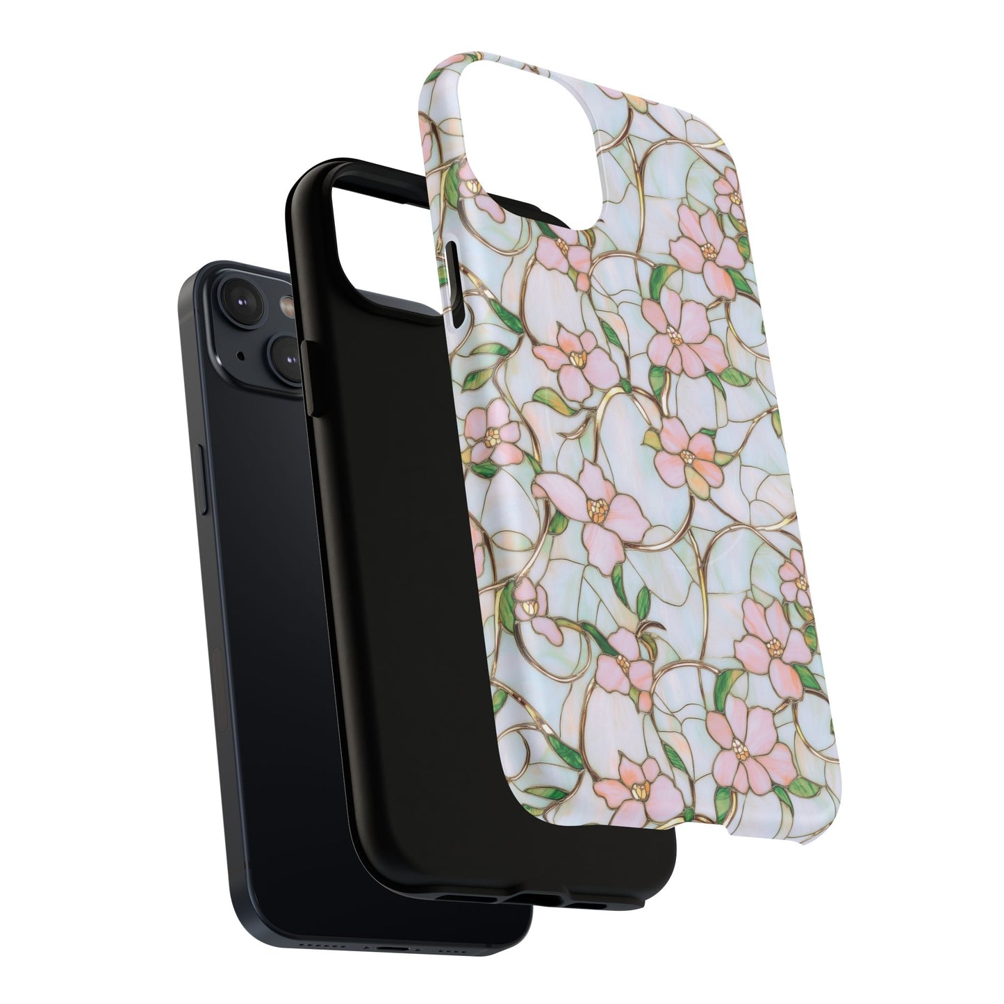 Blossom Veins Tough iPhone Magnetic Cases, Elegant Floral Designs, iPhone Floral Stained Glass Stylish Accessory, Protective Mobile Cover, Unique Gift Idea