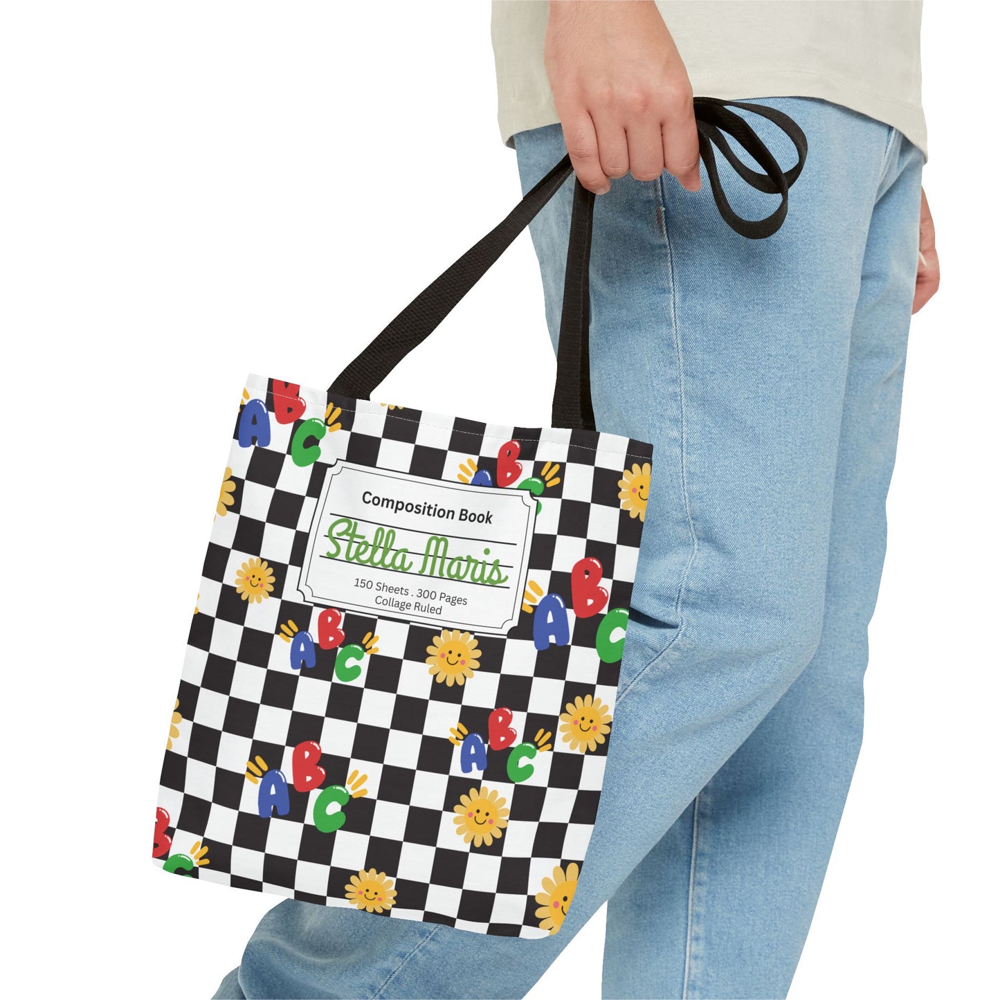 Personalized Schoolyard Chic Composition Book Inspired Tote Bag, Back to School Tote, Teacher Gift, Kids Bag, Custom Name Bag, Educational Accessories, Back to School Tote Bag.