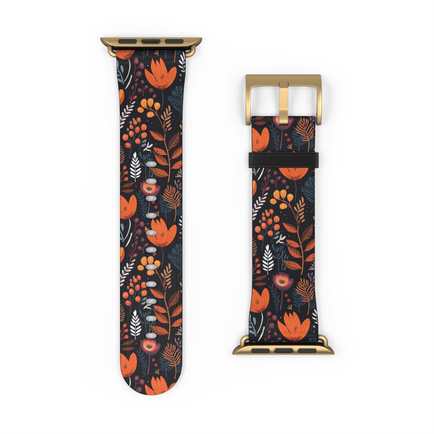 Autumn Bloom Floral Patterned Watch Band - Boho Chic Accessory, Gift for Her, Adjustable Strap for Smartwatch, Trendy Wristband, Floral Design.