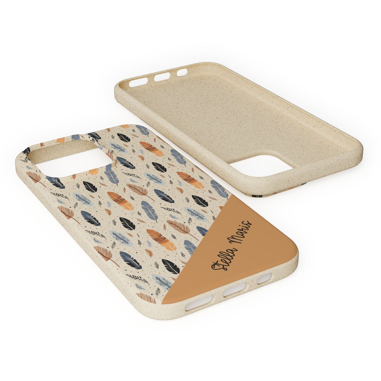 Personalized Whispering Feathers Samsung and iPhone Biodegradable Case, Custom Name Case.