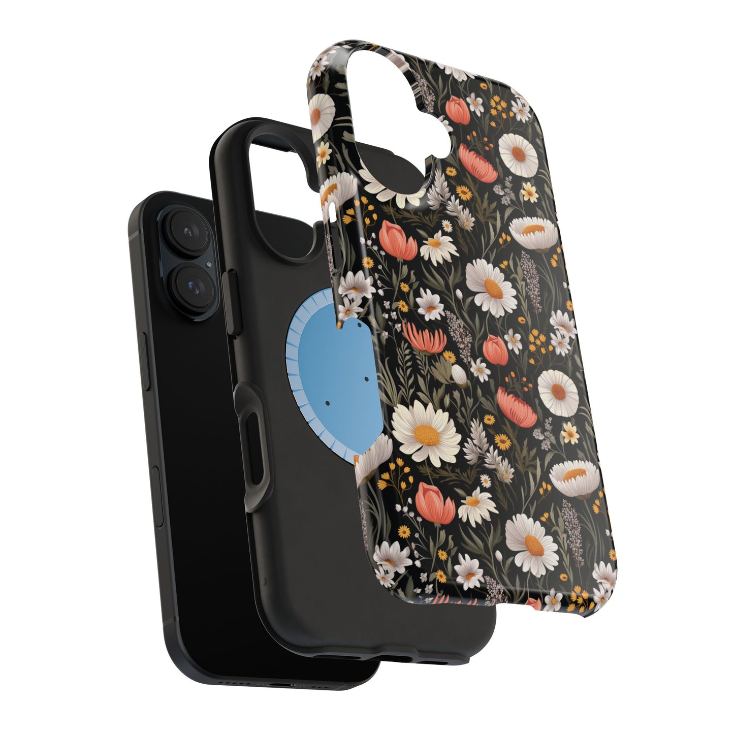 Blossom Elegance: Noir Garden Magnetic Tough iPhone Cases