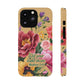 Floral Bible Verse Phone Case with Card Holder — "Let Your Light Shine" (Matthew 5:16)