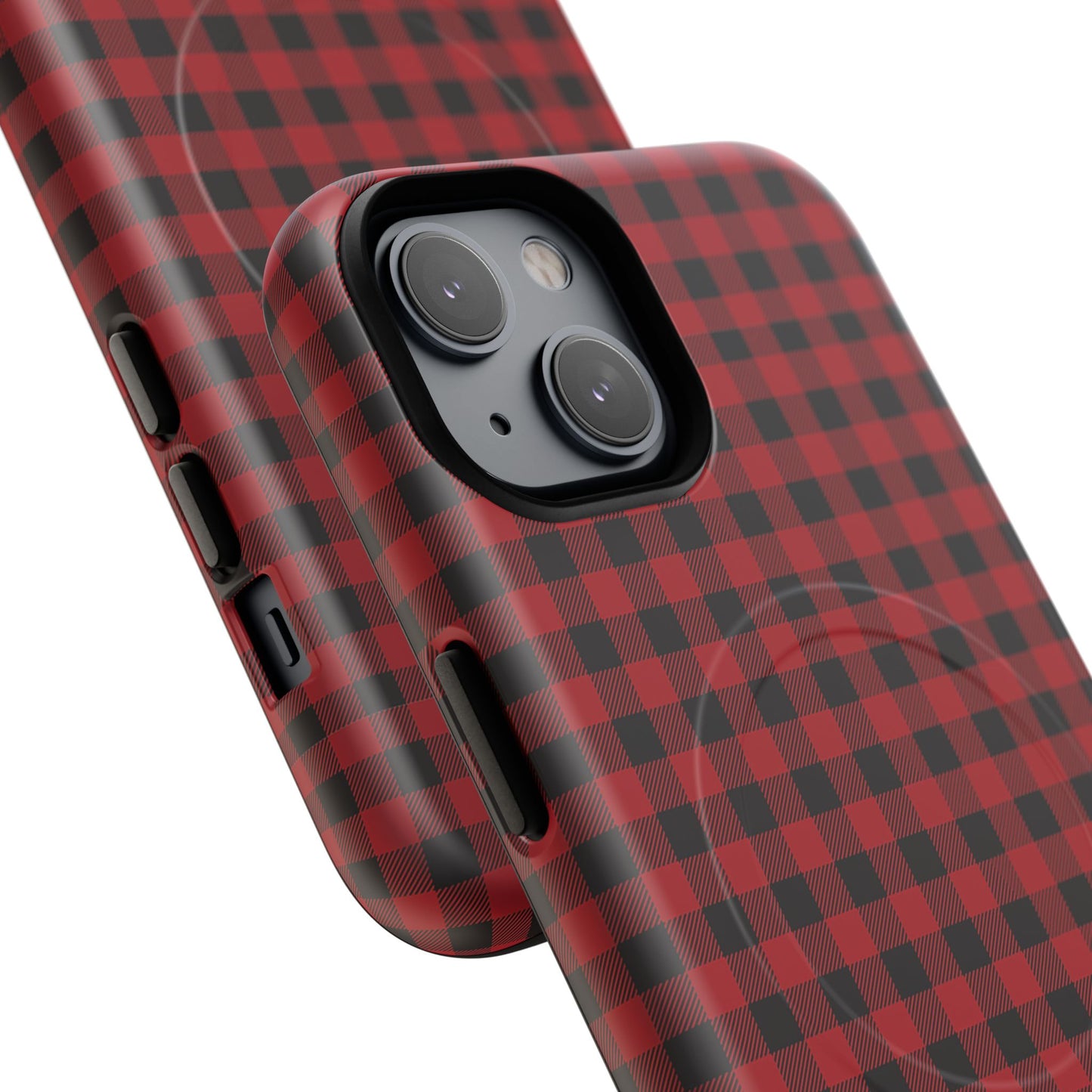 Tough Magnetic Phone Case - Red Plaid, Durable, Stylish Protection for iPhones, Gift for Outdoor Lovers, Unique Phone Cover