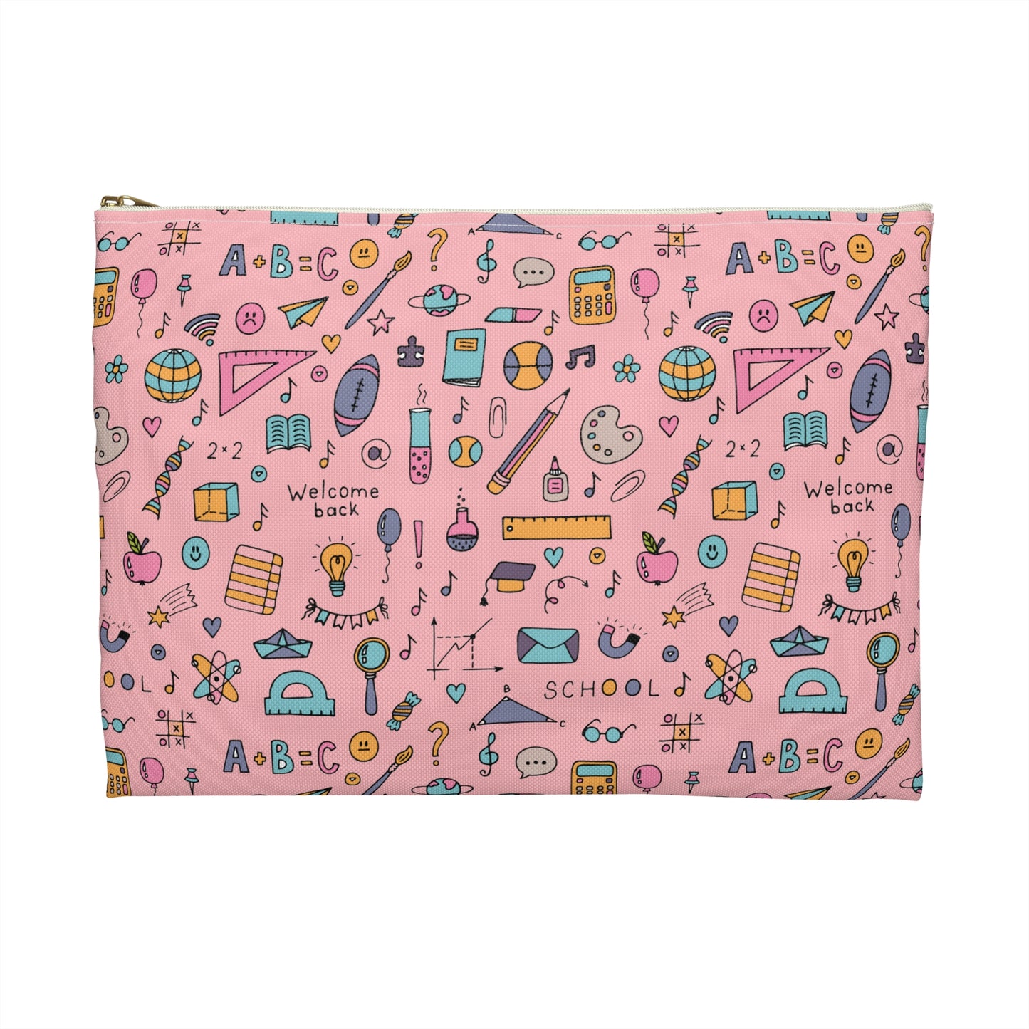 Personalized Pink Chalkboard Chic Composition Book Inspired Accessory Pouch, Kids School Supplies, Classroom Organizer, Teacher Gift, Fun Stationery Case, Back to School