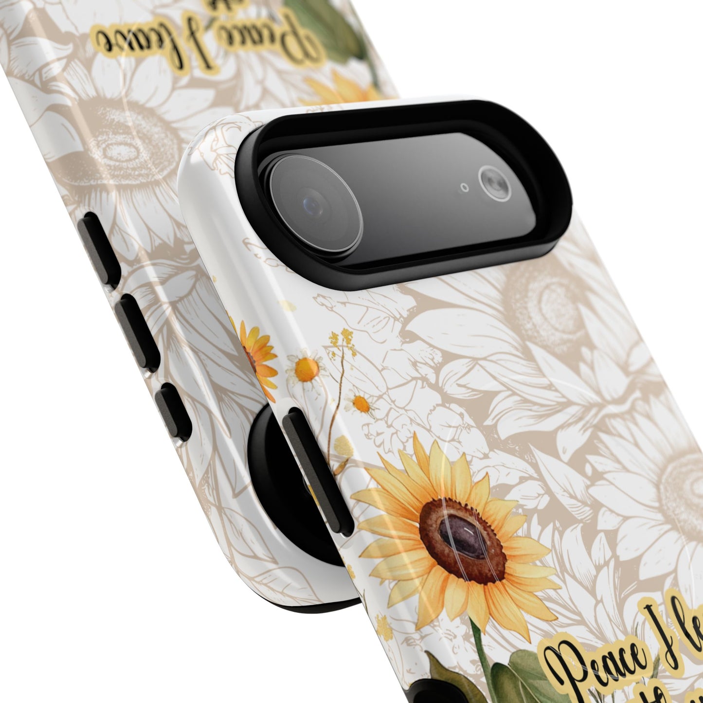 Peace I Leave with You John 14:27,  Inspirational Gift, Tough iPhone Magnetic Case  Scripture, Sunflower Bible Verse, MagSafe® iPhone® Tough Case, iPhone 14, iPhone 15, iPhone 16, Pro, Pro Max, Plus