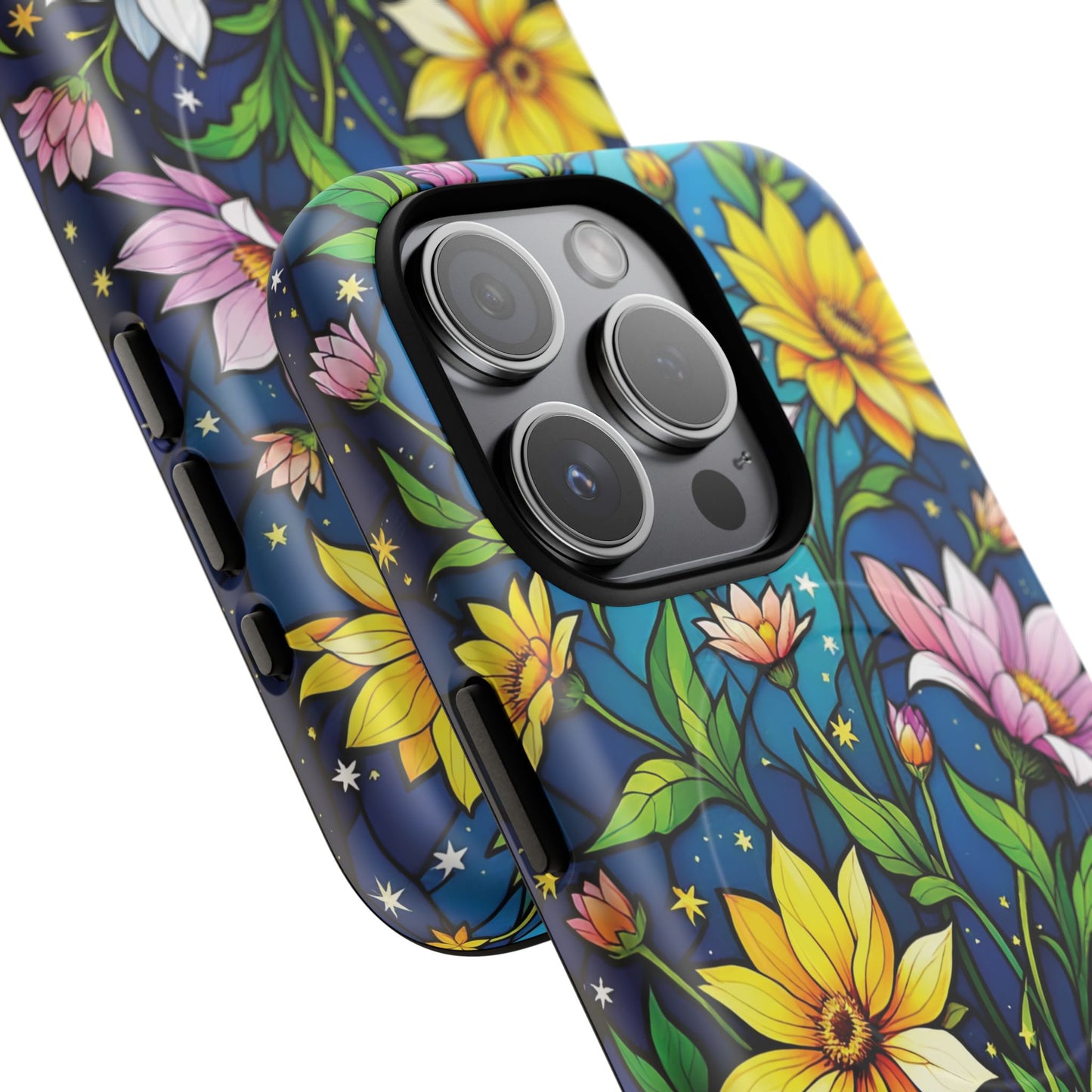 Flower Garden Stained Glass Phone Case, Tough Magnetic Cases, Floral Phone Cover, Durable Phone Accessories, Spring Gift, Birthday Present