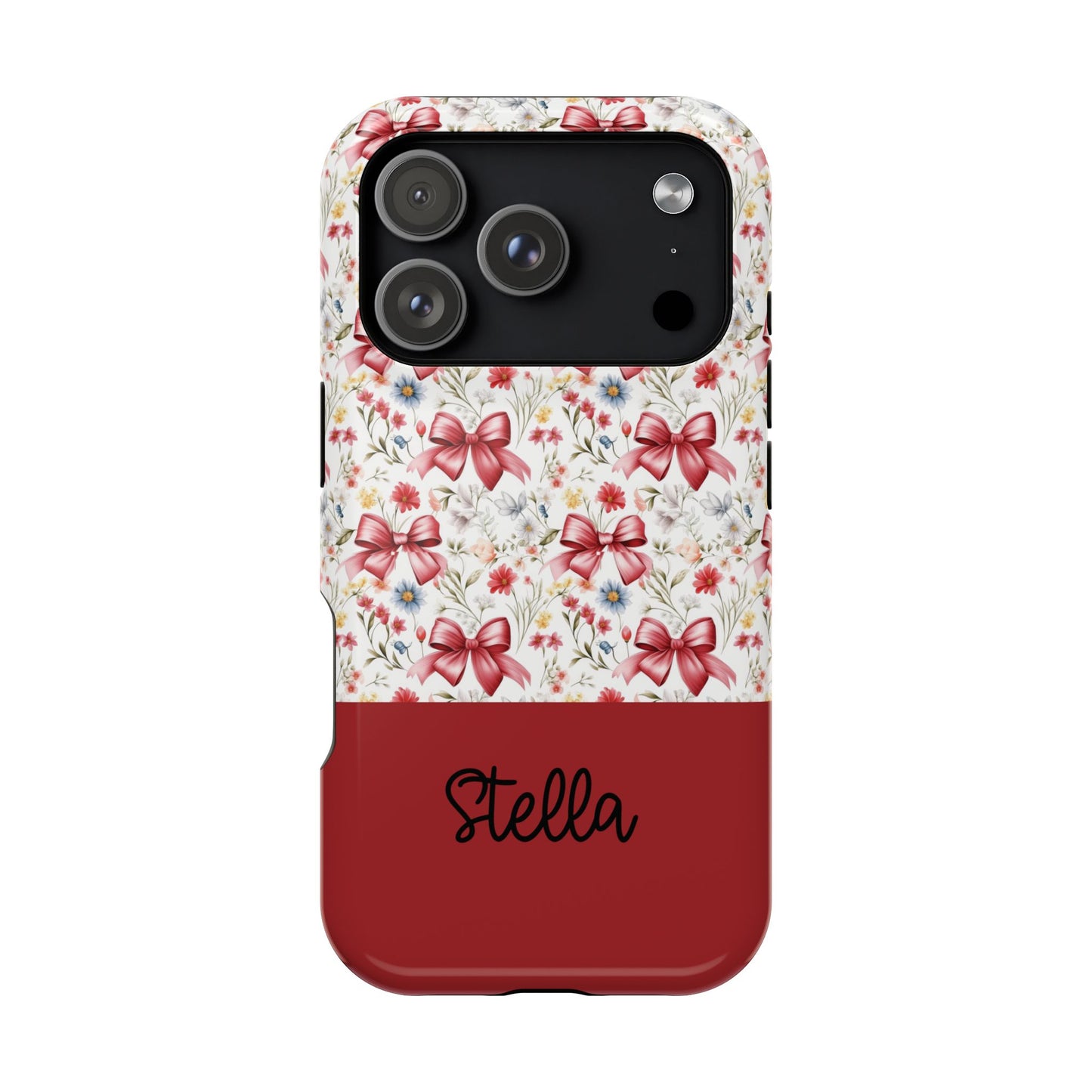Personalized Rosette Coquette Floral Bow iPhone and Samsung Impact-Resistant Case — Custom Name Case
