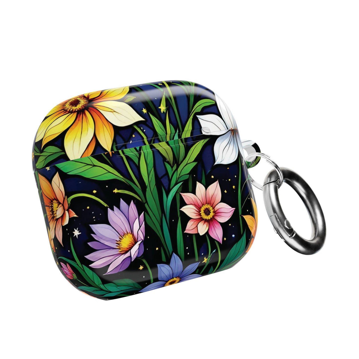 Flower Garden Stained Glass AirPod Case — Colorful Garden Protective Cover- Airpods Pro Gen 1 and 2, Gen 1 to 4.