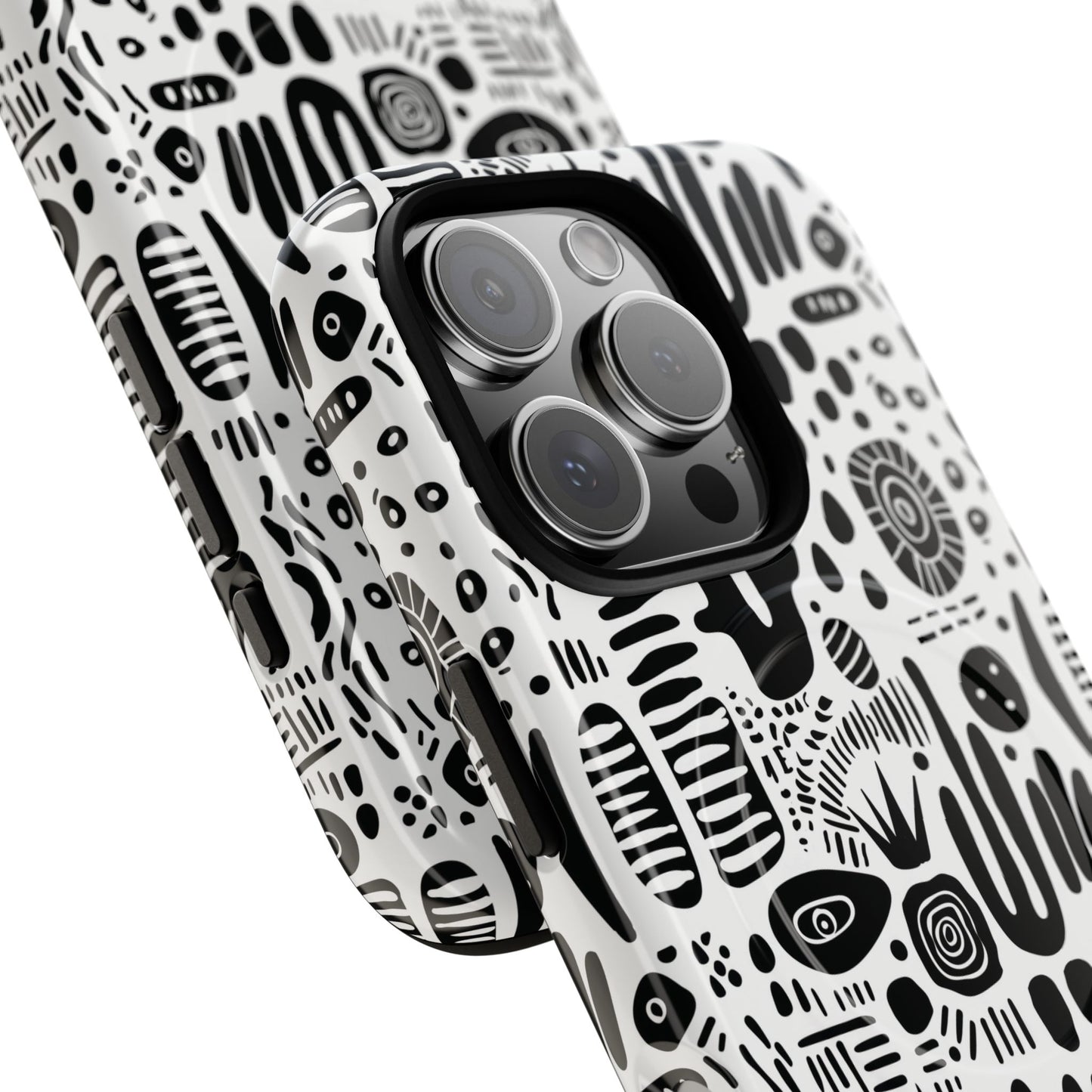 Abstract Monochrome Tough Magnetic iPhone Cases, Stylish Phone Cover, Durable Phone Protector, Modern Tech Accessories, Unique Gift Ideas