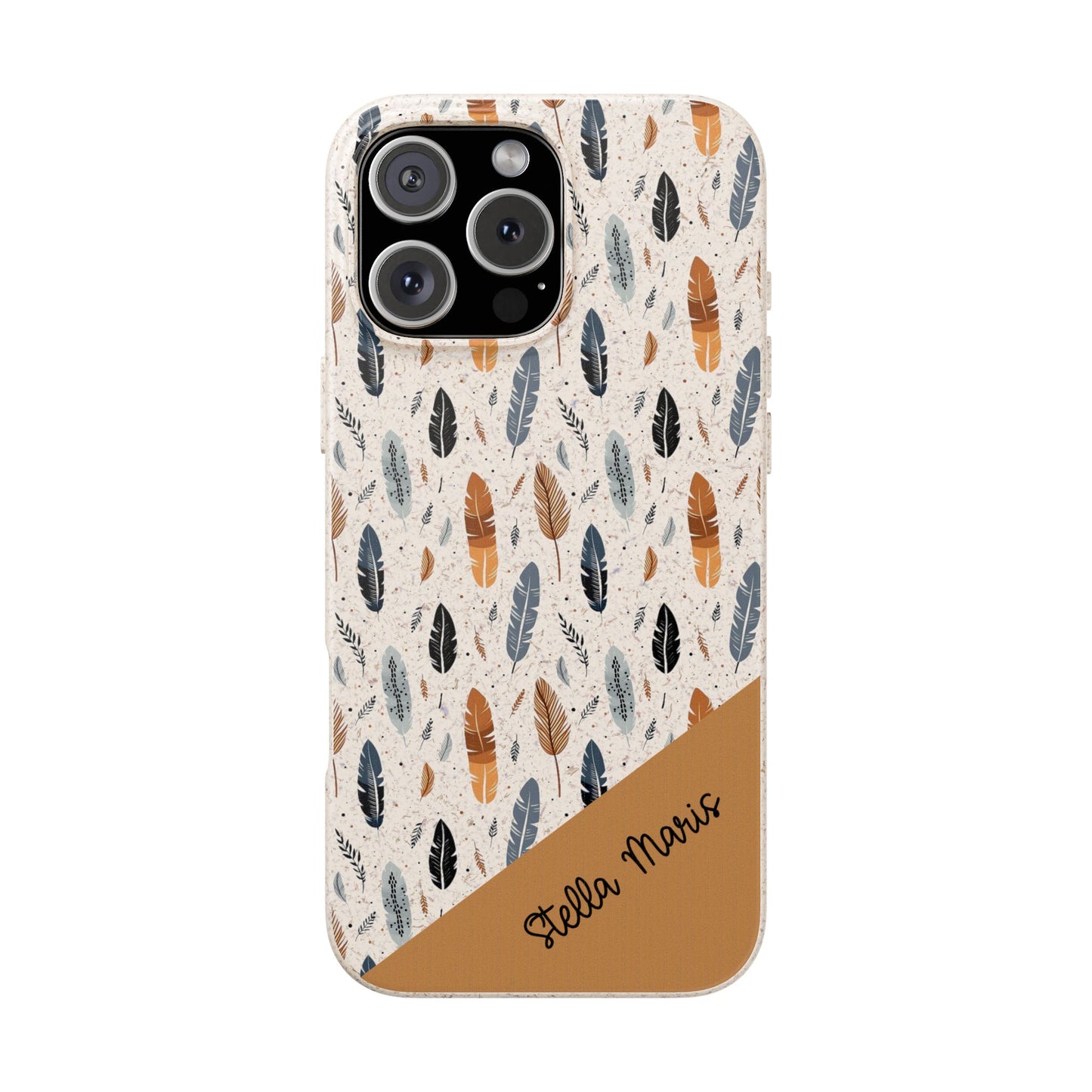 Personalized Whispering Feathers Samsung and iPhone Biodegradable Case, Custom Name Case.