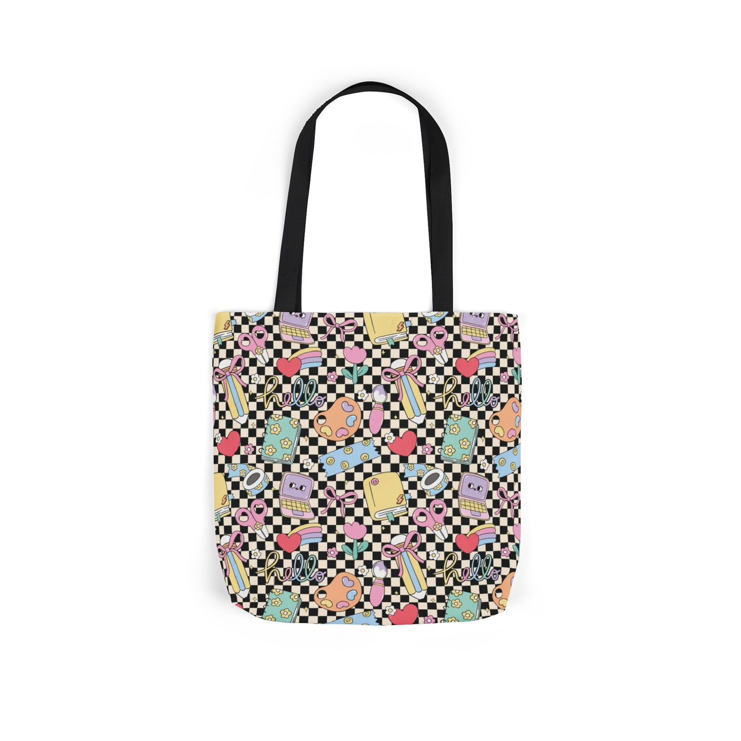 Personalized Black Doodle Daydream Composition Book Inspired Canvas Tote Bag with Colorful Straps, Cute School Bag, Eco-Friendly Tote, Back to School Shopping Bag, Teacher Gift Idea