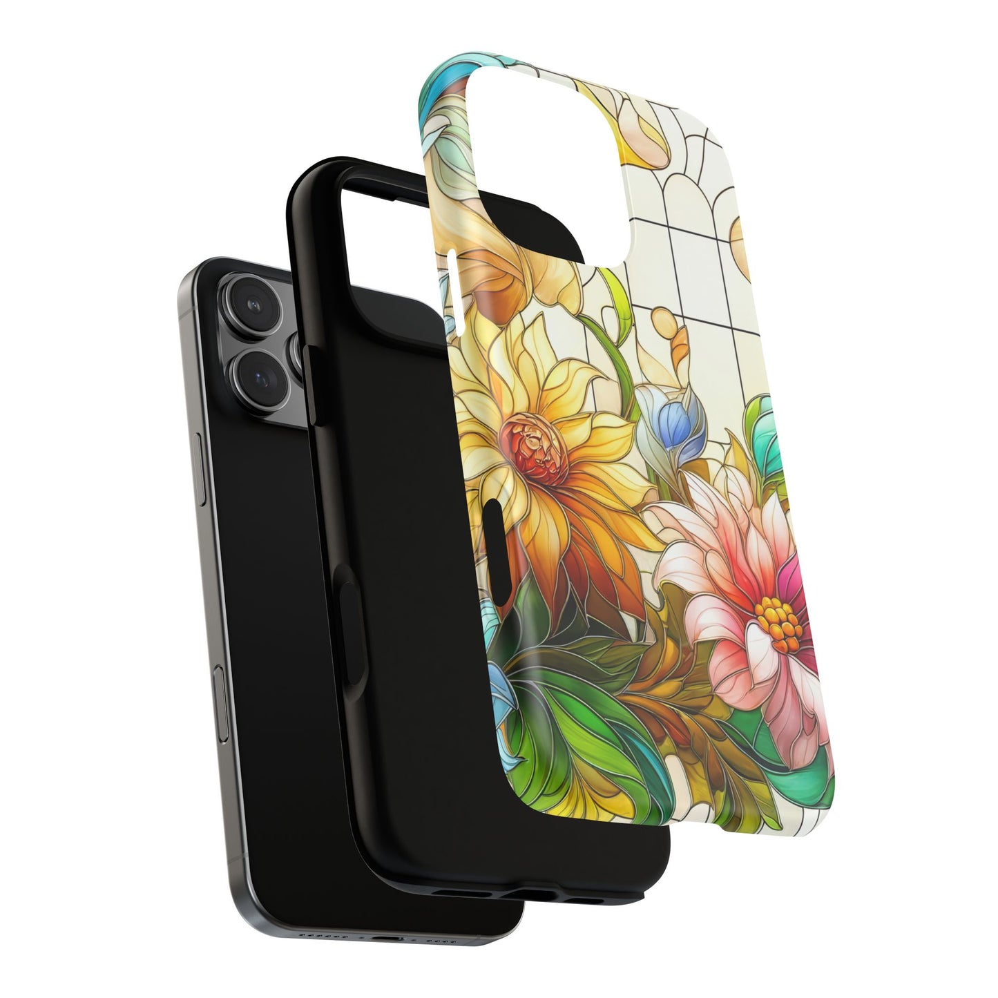 Floral Stained Glass Reverie Tough iPhone Magnetic Case, iPhone Cover, Protective Case, Flower Design, Gift for Her, Nature Lover
