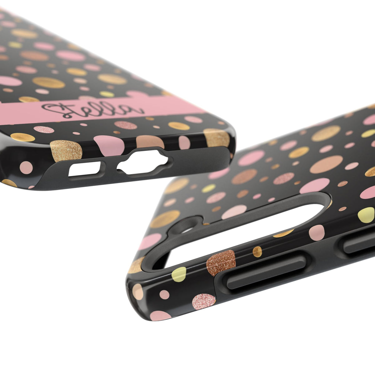 Personalized Gold & Pink Confetti Tough Phone Case — Glitter Dot Protective Phone Cover