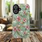 Aqua Bloom Serenity Tough iPhone Magnetic Cases, Cute Flower Design, Stylish Protection, Gift for Her, Trendy Accessories, iPhone MagSafe Accessory.