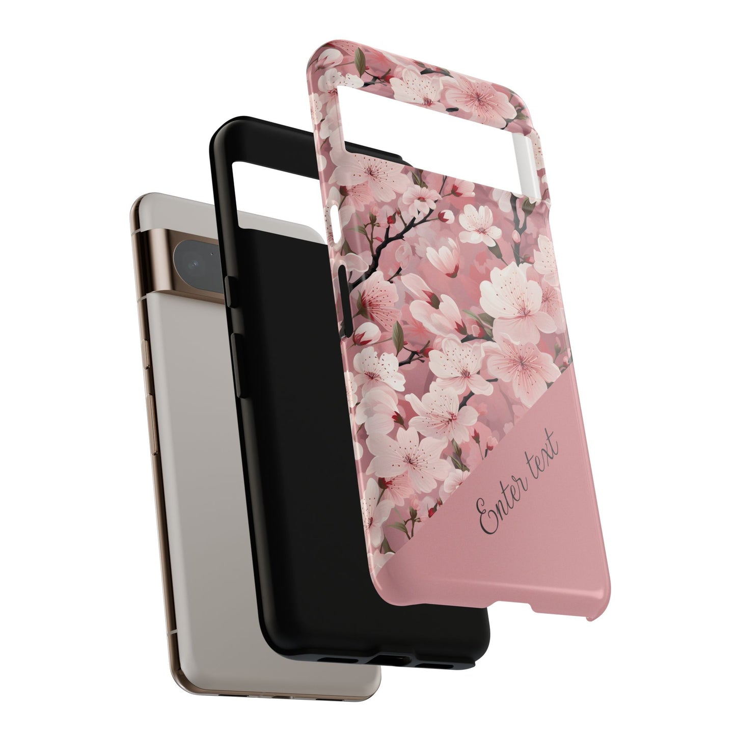Personalized Cherry Blossom Tough Phone Case — Pink Floral Protective Case for Samsung & Google
