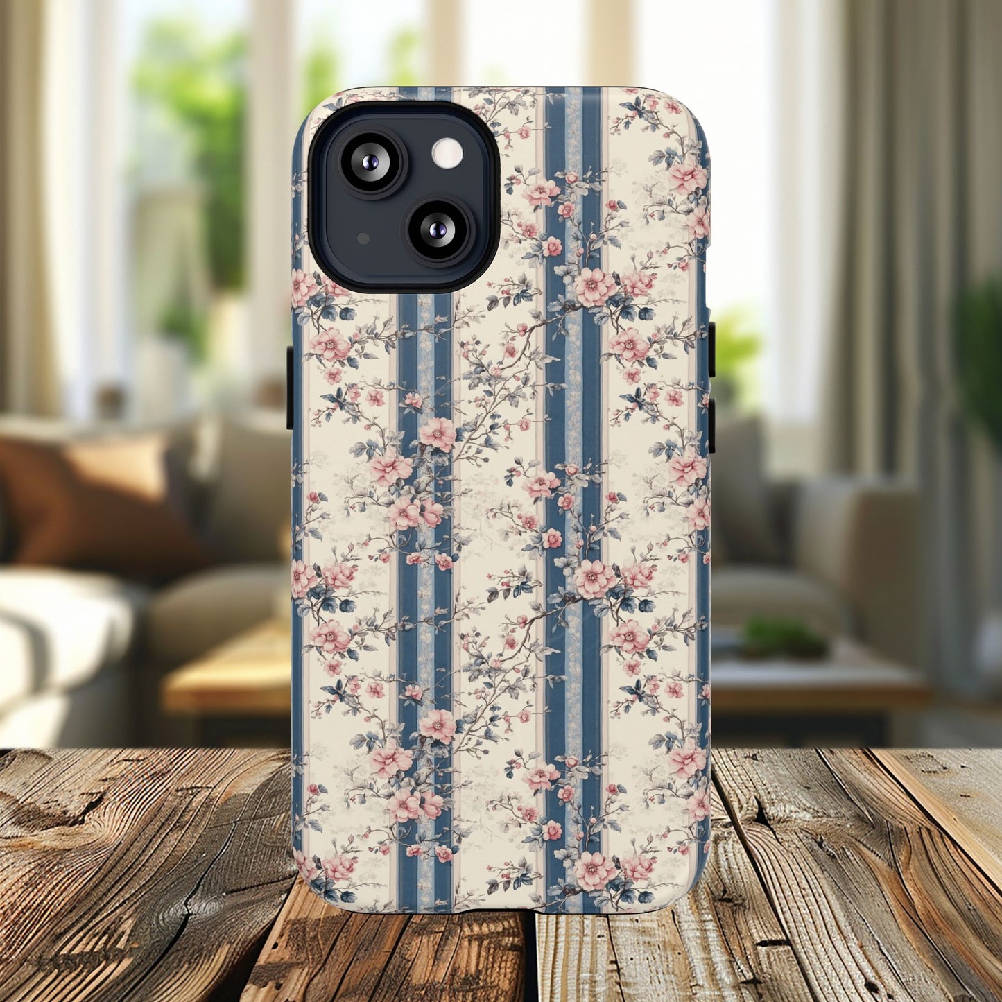 Victorian Rose Stripe iPhone Case, Tough Magnetic Cases for Stylish Protection, Flower Pattern iPhone Cover, Trendy Gift Idea for Her