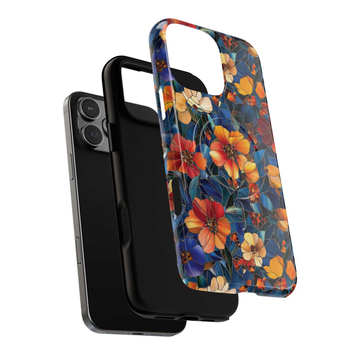 Cathedral Petals Tough Magnetic iPhone Case, Durable, Stylish, Unique Floral Design, Gifts for Her, Birthday, Everyday Use, Stained Glass iPhone Case.