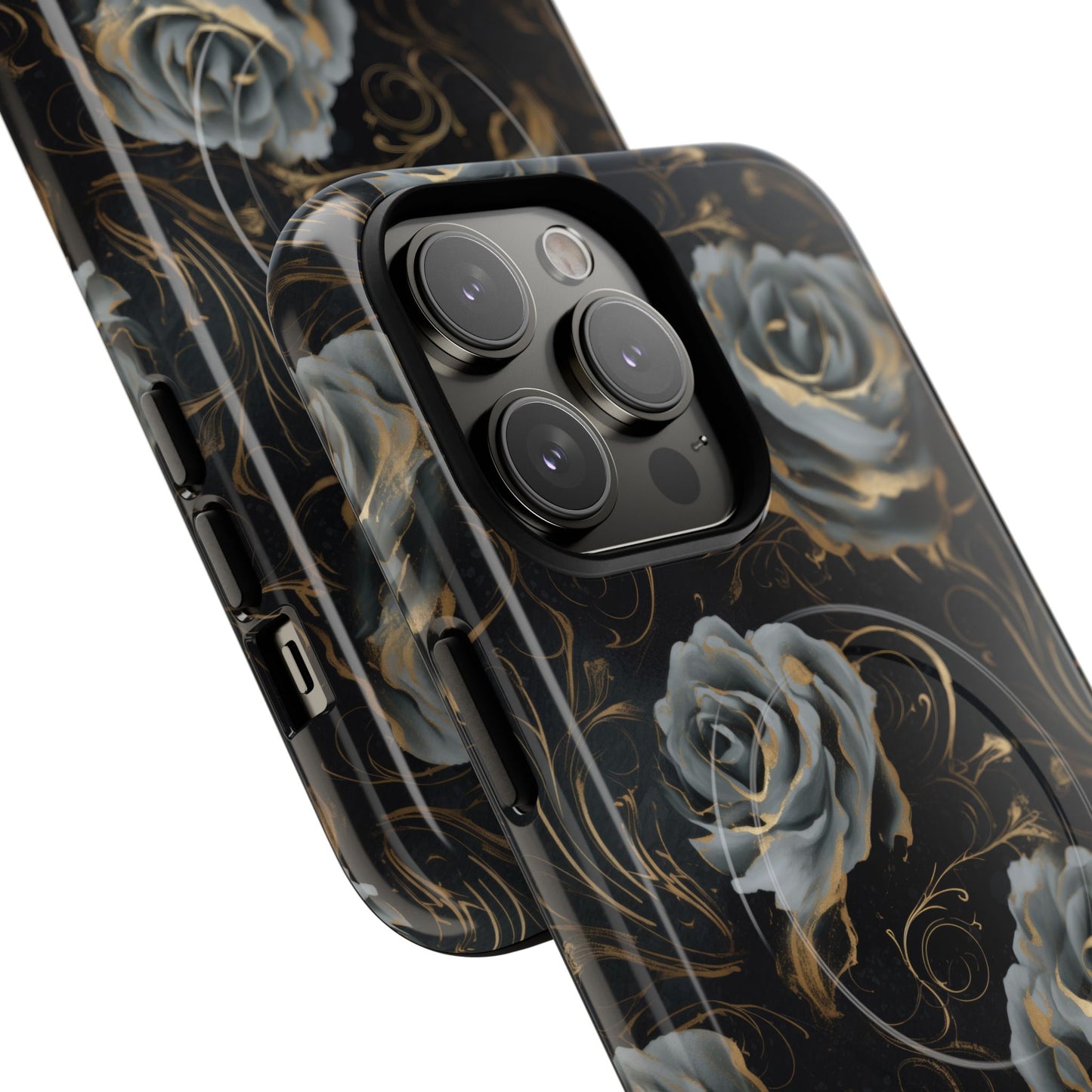 Midnight Bloom Tough iPhone Magnetic Cases,  iPhone 14, iPhone 15, iPhone 16, Pro, Pro Max, Plus MagSafe Case, Protective Tech Accessories, Gift for Her, Floral Design