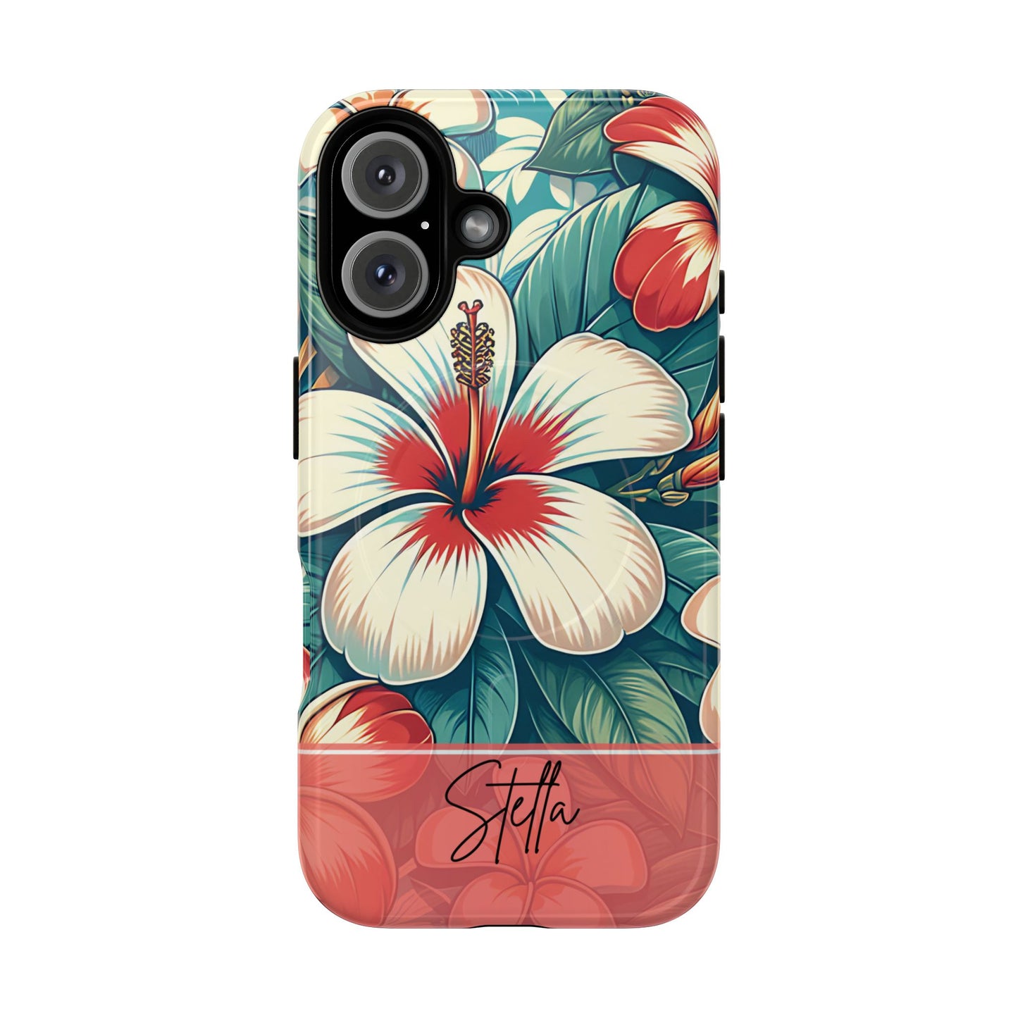 Tough Floral Phone Case, Tropical Hibiscus Design, Gift for Her, Summer Accessory, Customizable Phone Cover