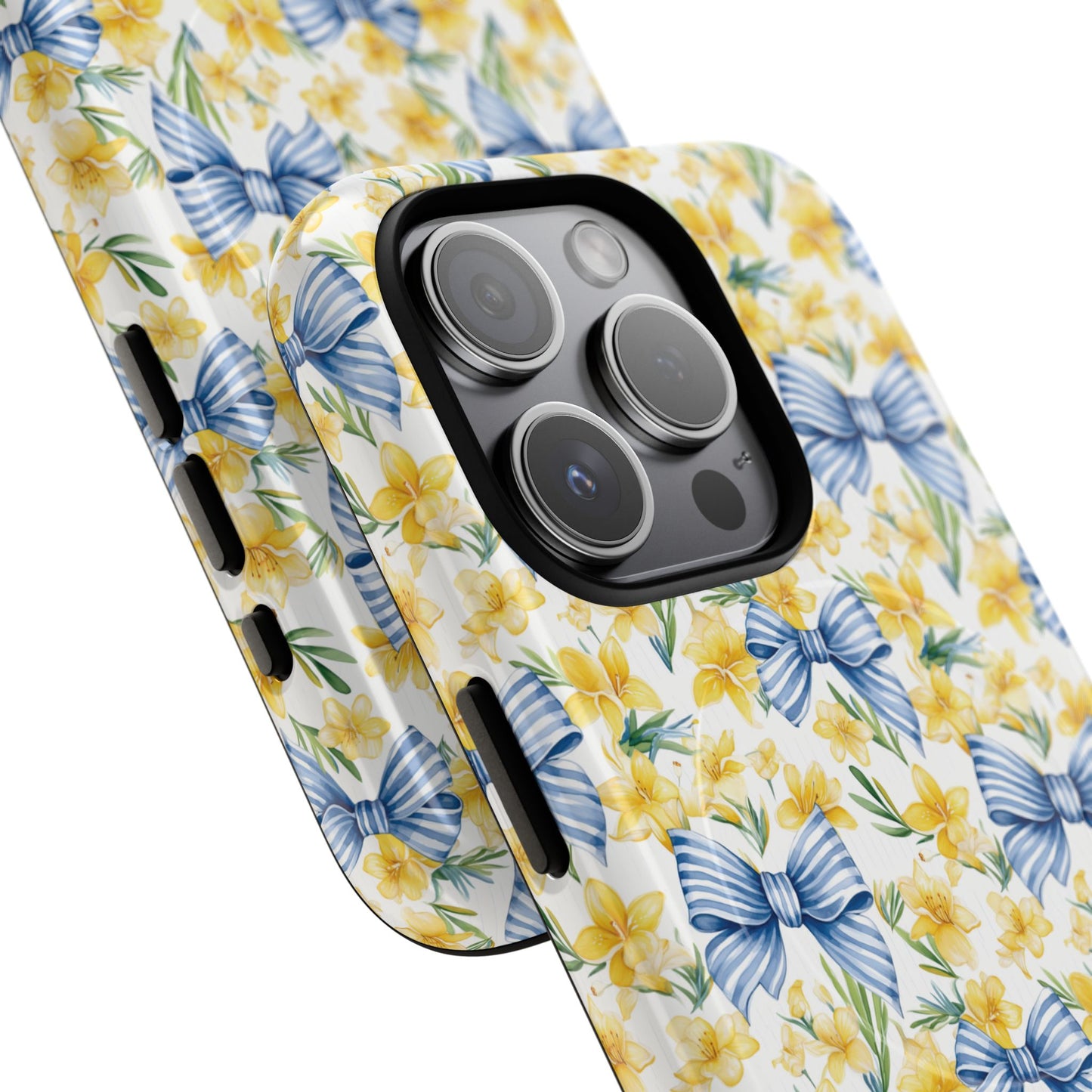 Sunshine Blue Coquette Bows Tough iPhone Magnetic Case for iPhones, Cute iPhone Cover, Spring Gift, Durable Case, Custom iPhone Protection