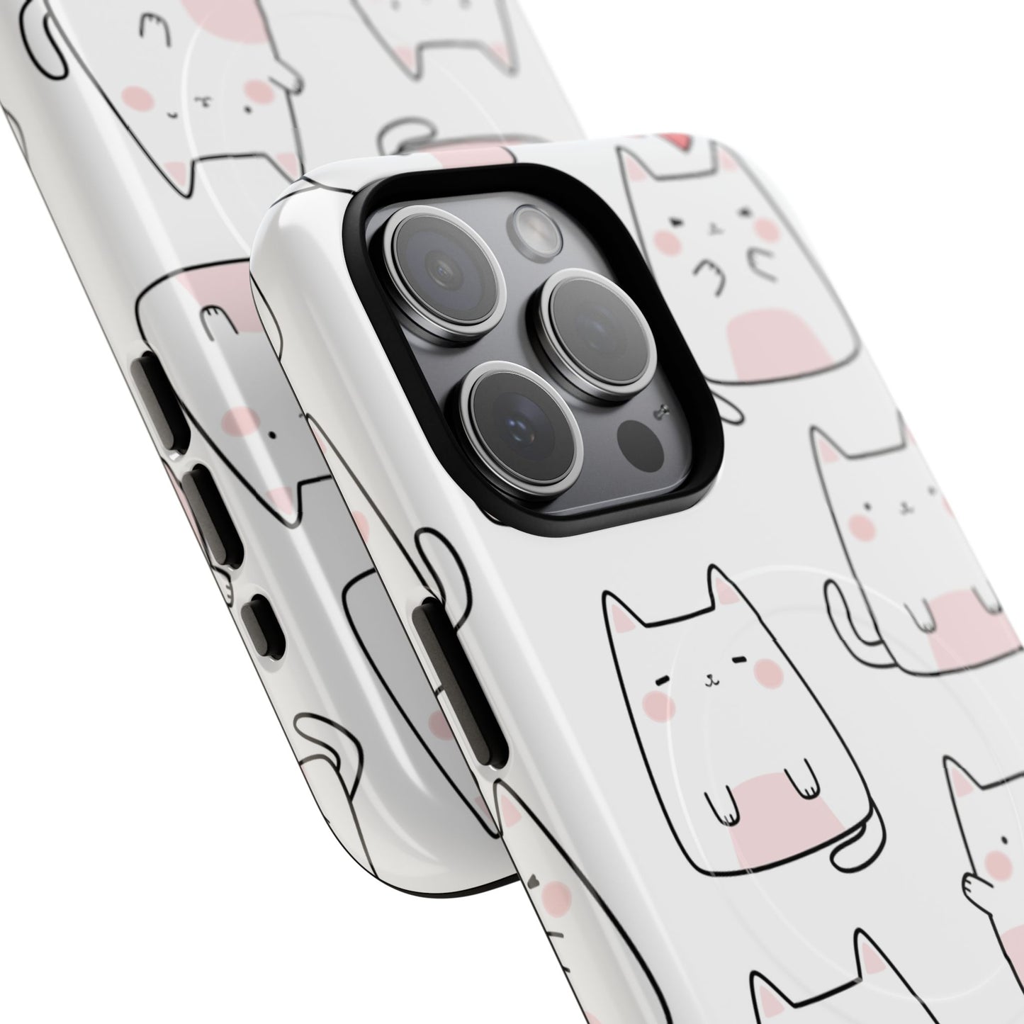 Cute Kawaii Cat Tough Magnetic iPhone Case, Cute Cat Lover Gift, Kawaii iPhone Cover, Tough iPhone Case, Unique Pet Themed Accessory,