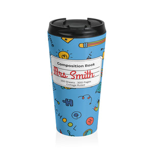 Customizable Classroom Couture Composition Book Inspired Travel Mug, Personalized Gift for Teachers, Back to School Drinkware, Christmas Present, Stylish Coffee Cup
