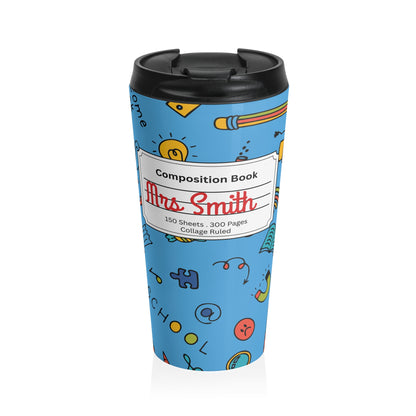 Customizable Classroom Couture Composition Book Inspired Travel Mug, Personalized Gift for Teachers, Back to School Drinkware, Christmas Present, Stylish Coffee Cup