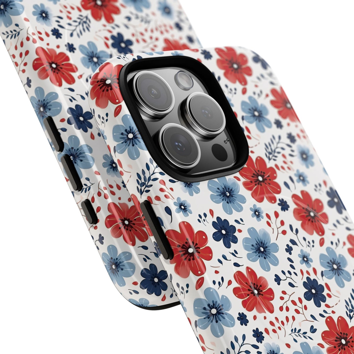 Patriotic Floral Dreams Tough Magnetic iPhone Cases, Durable, Stylish, Gift for Her, Protective Phone Cover, Spring Floral Design