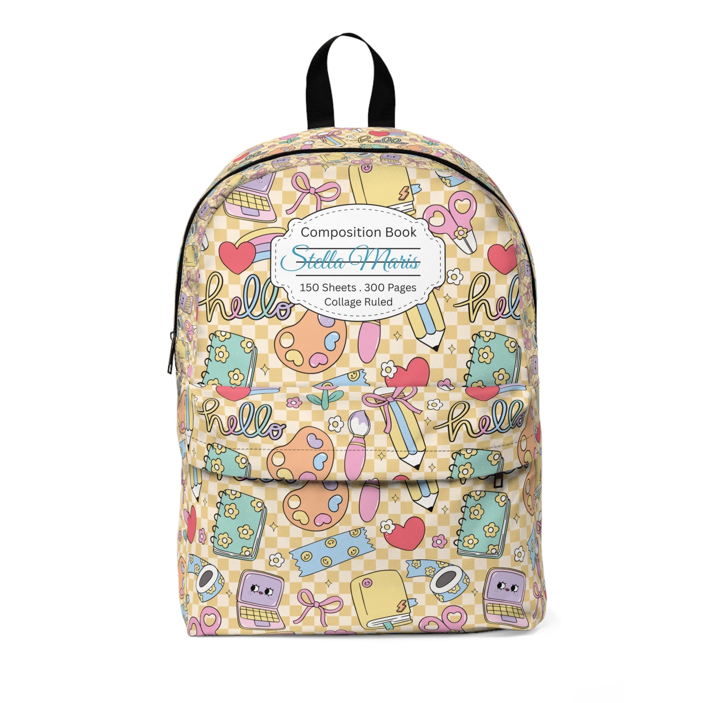 Personalized Doodle Daydream Composition Book Inspired Colorful Kids' Backpack, School Bag, Fun Pattern Backpack, Cute Child's Rucksack, Composition Backpack, Unique School Supplies