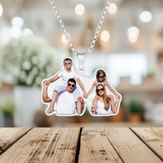 Custom Photo Cutout Pendant Necklace — Personalized Family/Pet Photo Keepsake