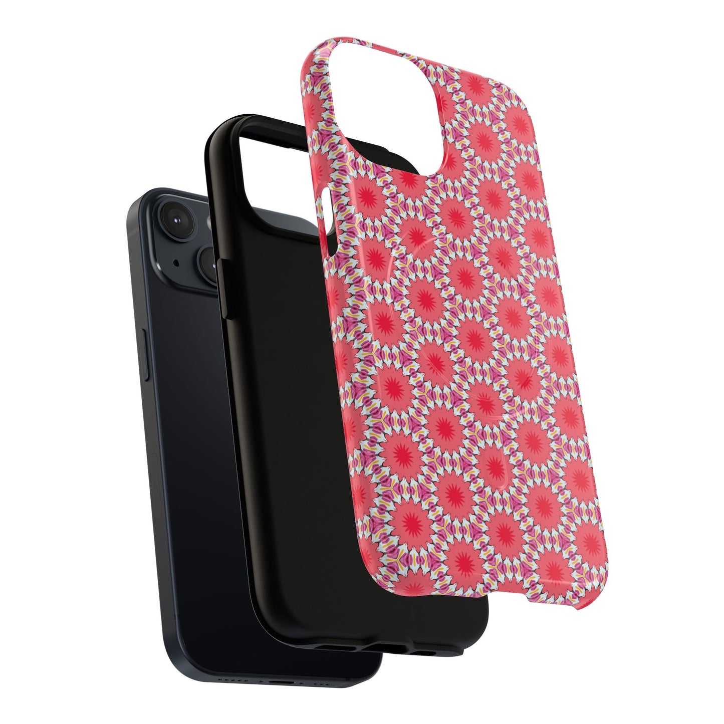 Roseburst Mosaic Vibrant Flower Pattern iPhone Case, Stylish iPhone Cover, Tough Magnetic Case, Floral Gift, Trendy Accessory for Her