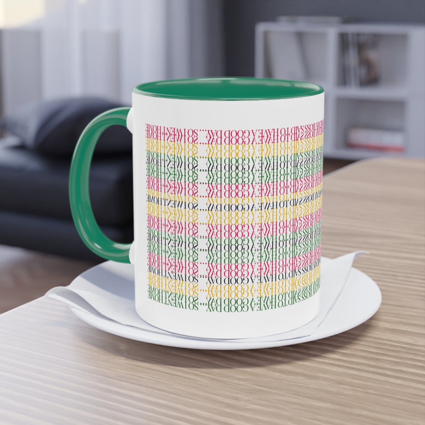 Two Tone Funny Hidden Message Mug - “My Boss said to have a good day… so I went home.”- Viral Optical Illusion Mug - Secret Sarcastic Work Message - Dishwasher Safe, Unique Gifts for Coffee Lovers, Home & Office Decor, Holiday Present.