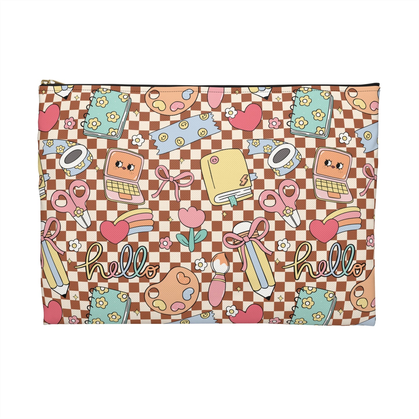 Personalized Brown Doodle Daydream Composition Book Inspired Accessory Pouch, Kids School Supplies, Classroom Organizer, Teacher Gift, Fun Stationery Case, Back to School