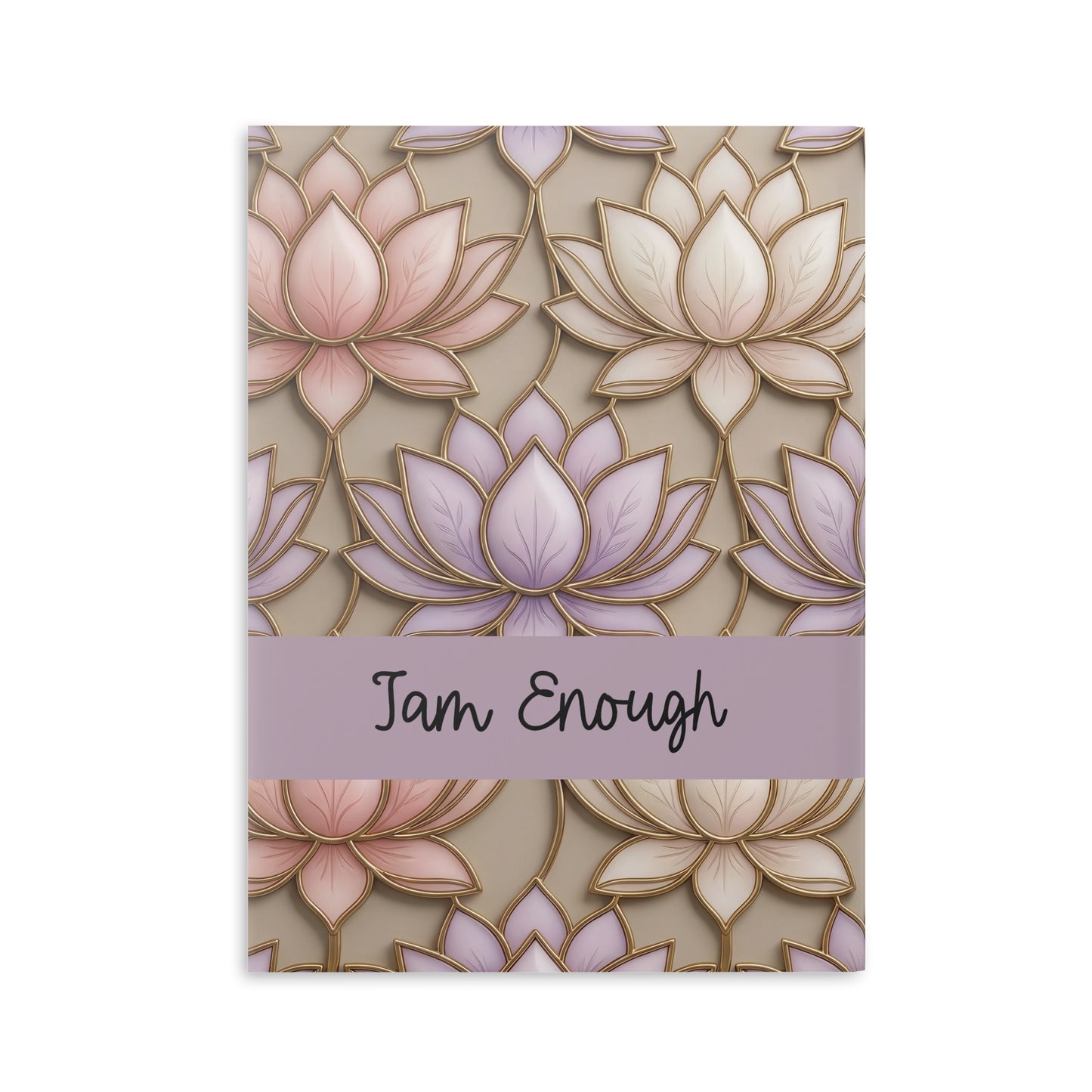 Personalized Stained Glass Lotus Blossom Hardcover Notebook — Custom Name and Affirmation Puffy Cover Journal.