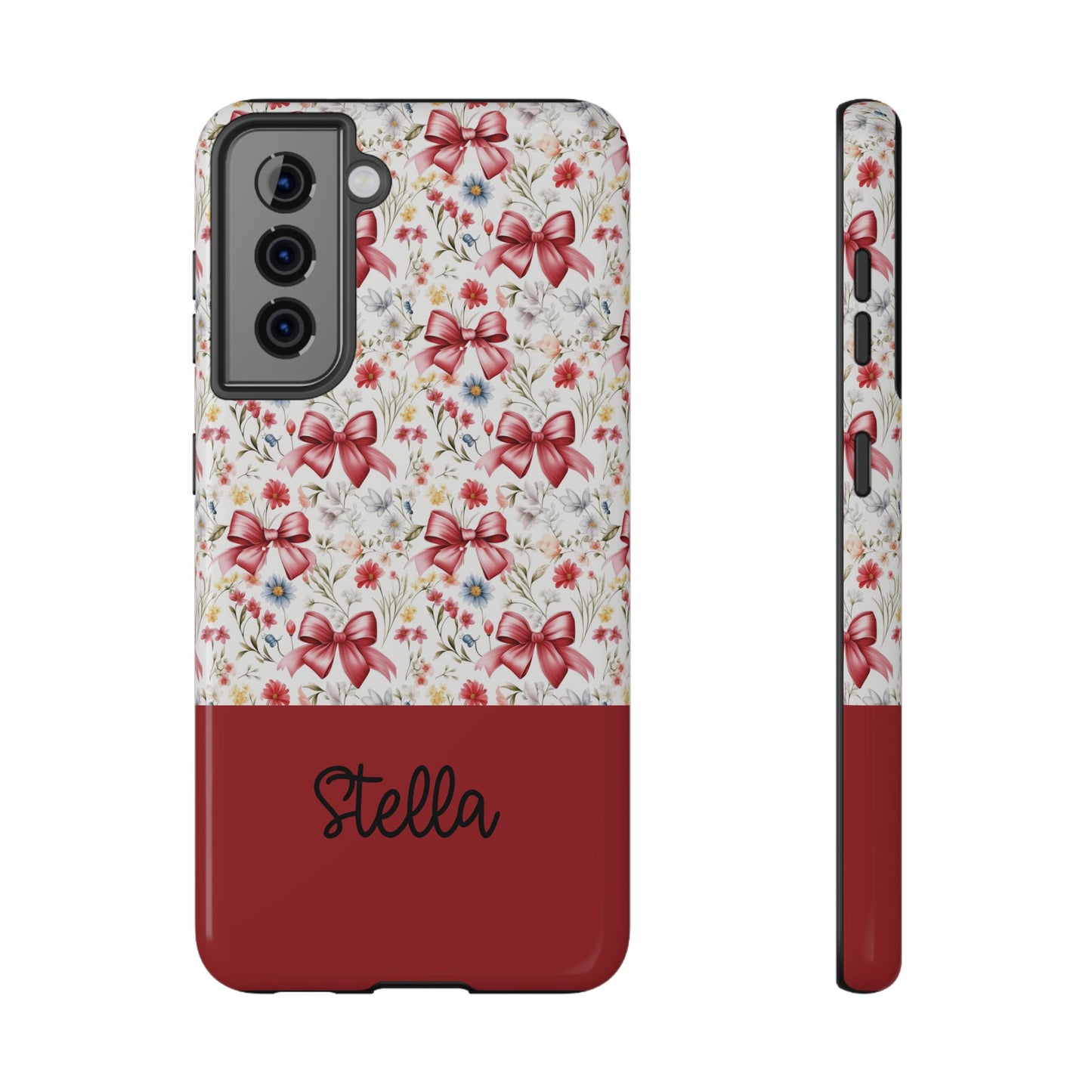 Personalized Rosette Coquette Floral Bow iPhone and Samsung Impact-Resistant Case — Custom Name Case