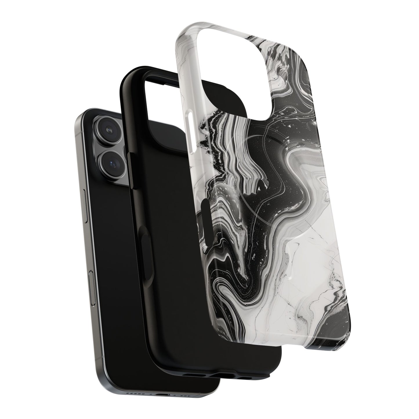 Black Marble Magnetic iPhone Case for Tough Protection, Stylish iPhone Mobile Accessory, Fashionable Gift, Unique Marble iPhone Design, Durable Smartphone Cover