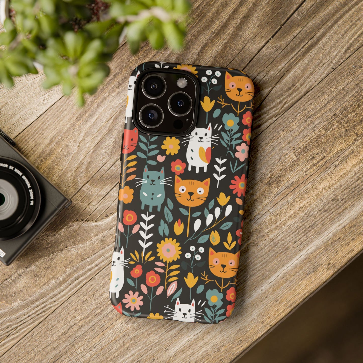 Whimsical Feline Garden iPhone, Samsung or Google Pixel Tough Cases
