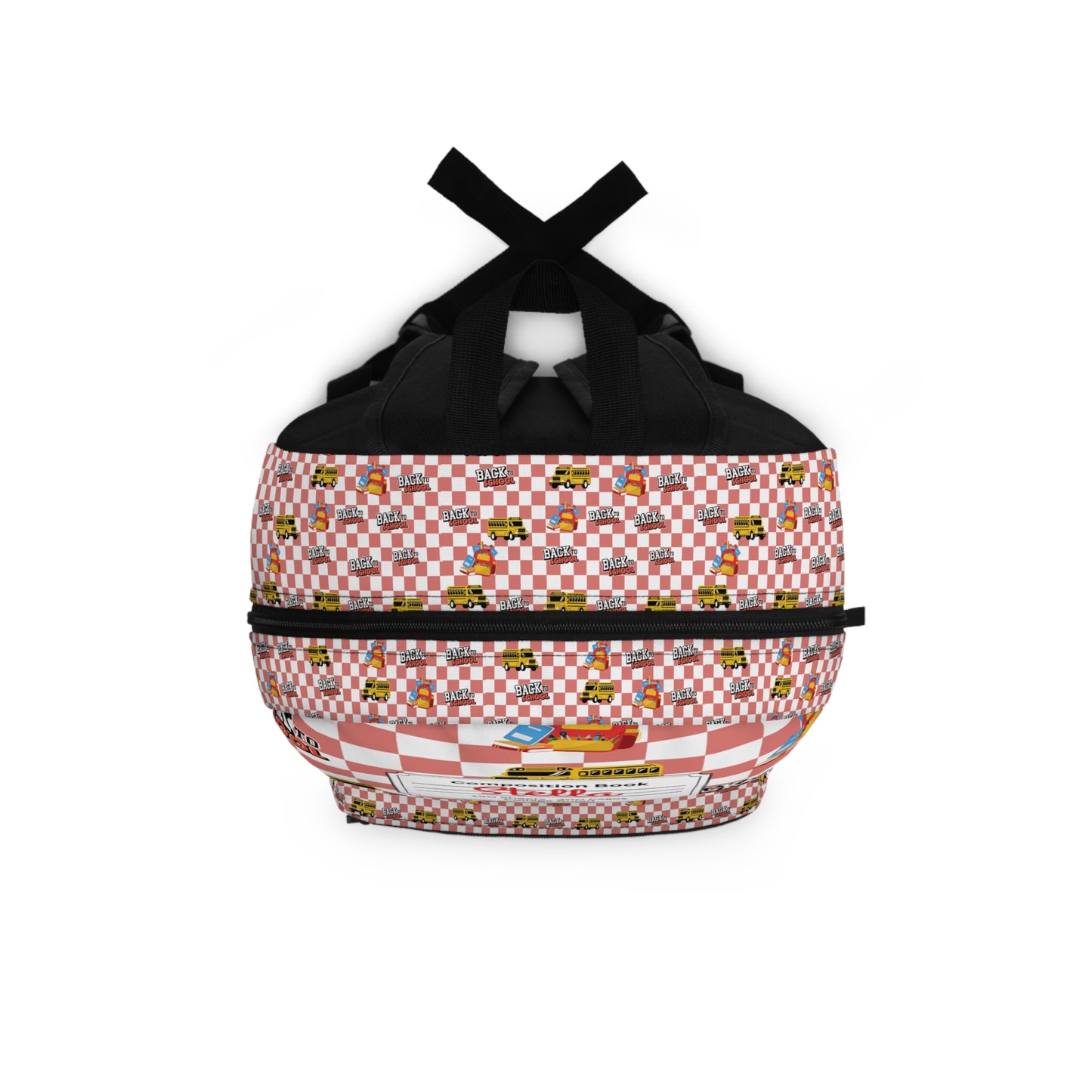 Personalized Red SchoolYard Chic Composition Book Inspired Backpack for Students, Fun School Bag, Back to School Essentials, Notebook Print Backpack, College Student Gift